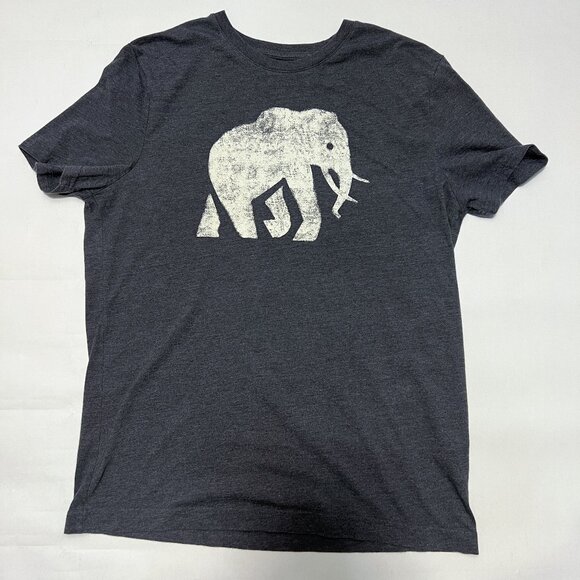 Banana Republic Short Sleeve Elephant Graphic T-Shirt Gray Heather Large - Picture 1 of 8